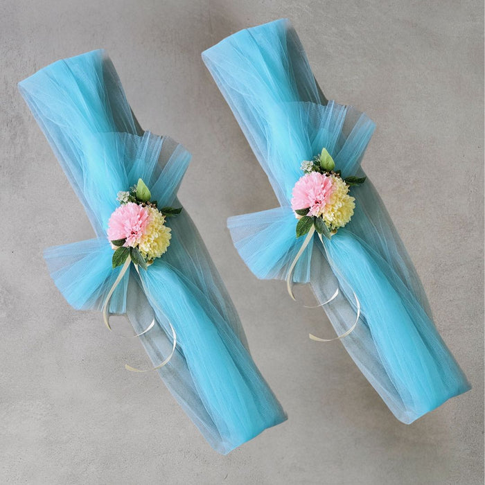 Ready-to-Use Adjustable Suitcase Net Band with Flower Bunch for Wedding Trousseau Packing, Trolly Bag Decoration, Crafting,Wrapping, Decoration, and DIY Projects