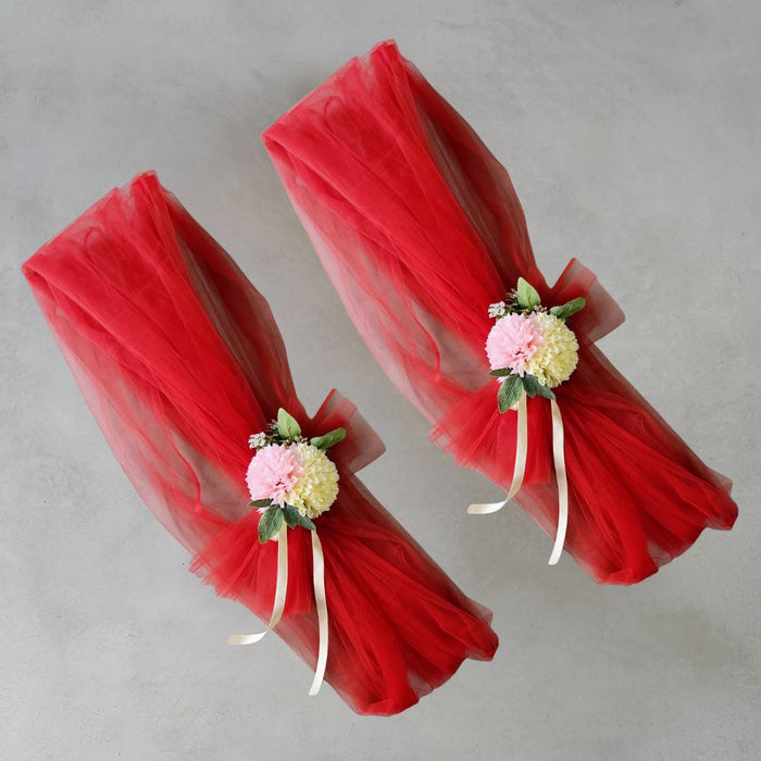 Ready-to-Use Adjustable Suitcase Net Band with Flower Bunch for Wedding Trousseau Packing, Trolly Bag Decoration, Crafting,Wrapping, Decoration, and DIY Projects