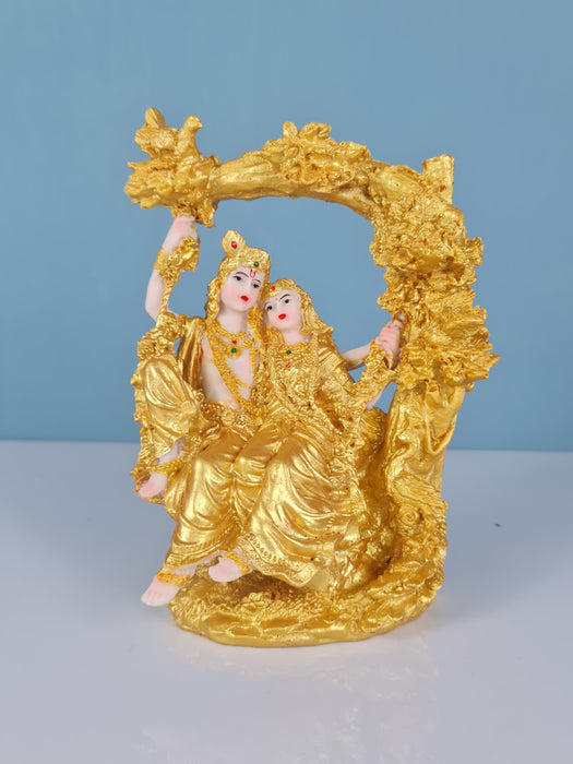 1 Pc Shree Radha krishna God Murti - Statue Decor Gold Idol Decoration Showpiece for Office, Pooja, Mandir, Table, radhakrishna figurines Gift Decorative gifts