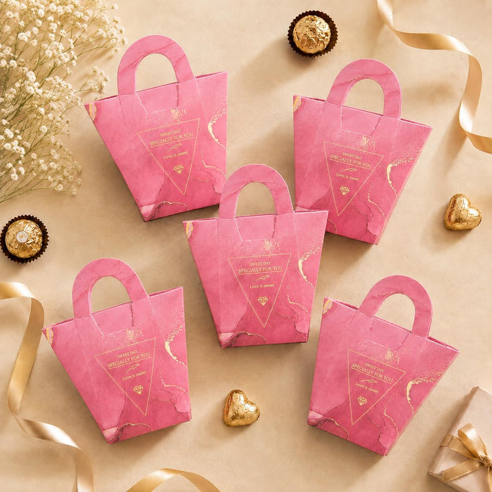 50 Pcs Paper Gift Bag with Handle for Wedding Return Gifts, Birthday Gifting, Hamper Packing, Chocolate, Dry Fruit, Jewellery, Cosmetics & Party Favour Packaging (Pack of 50)