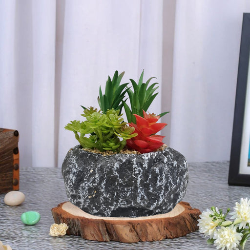 1 Pc Artificial Succlent Plant Wirh pot Artificial Exquisite Faux Plant to Add Charm to Your Home, Garden, Table Top, Perfect for Gifting, Elegant Shelf,Office Desk, Ganeshchaturthi,Ganpati mandap decor.