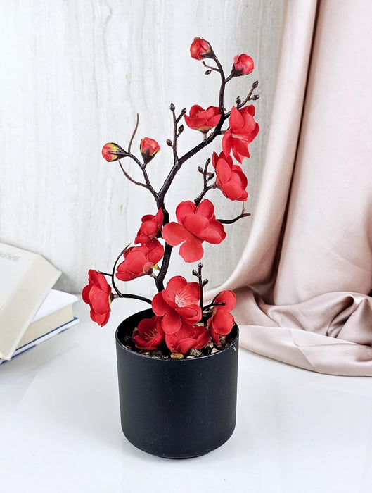 1 Pc Artificial Blossom Flower Stick with Plastic Pot Flower Pot for Home Decor, Living Room, Gifting, Table Top, Showpiece, Balcony, Raksha Bandhan Gifting(Pack of 1)(with Pot)