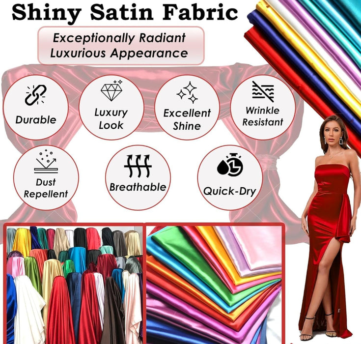 12 METER Multi Purpose Satin Fabric cloth for Decoration, for Parties, Costumes, Gift Packing, party decor, backdrop material for mandap, pooja background stand