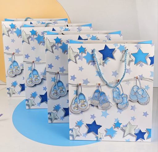 Big Size (26 x 10 x 32 cm) Shoes Design Paper Bag Goodie Bag With Handle 3D Design Gift Paper bag,Gift For Boy & Girl, Baby Shower,Return Gift, Different Occassion (Blue)