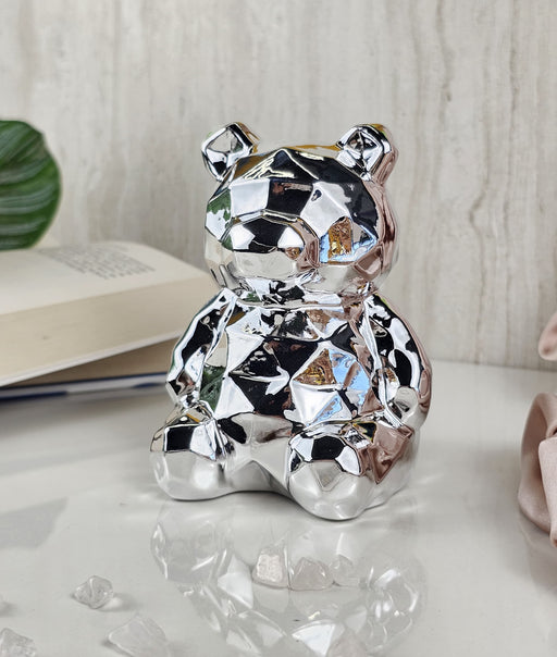 1 Pc Big Ceramic Silver Teddy Bear Showpiece for Home Decor, Statue, Living Room, Decorative Gift Item, Table Decor,Centre Piece,Diwali Gifting(Pack of 1)