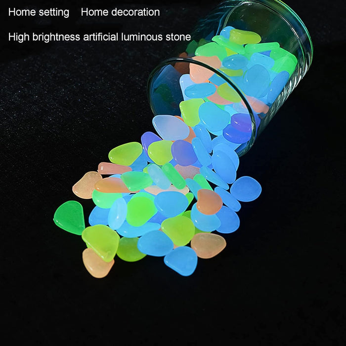 100 pc Radium Glossy Stone Pebbles for Garden,Home in Dark Glowing Stepping Glows The Night Rocks Set Decoration For Living Room, Aquarium, Fish House, Decoration (100 pc's) (Multicolour)