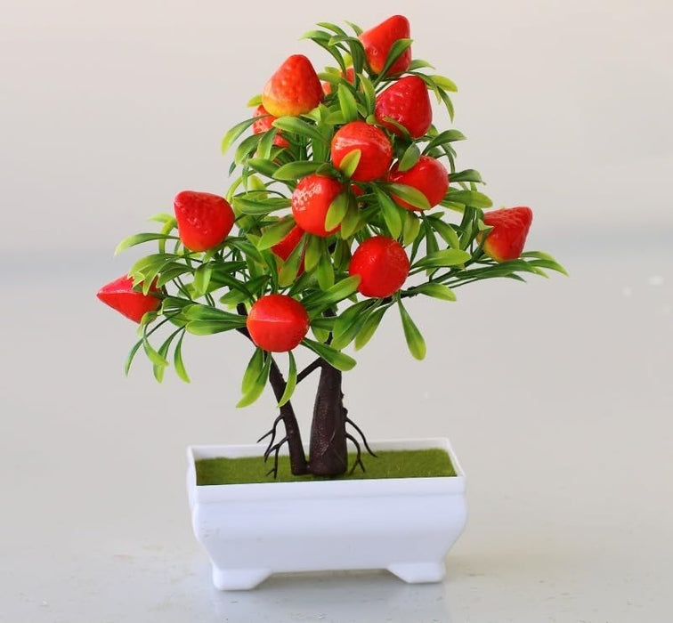 1 PC Artificial Bonsai Fruit/Vegetable Plant with Pot, Artificial Flower Decoration for Home Decor, Garden, Balcony, Resturants, Cafes, Table Piece, Center Piece(Pack of 1) (Plastic)