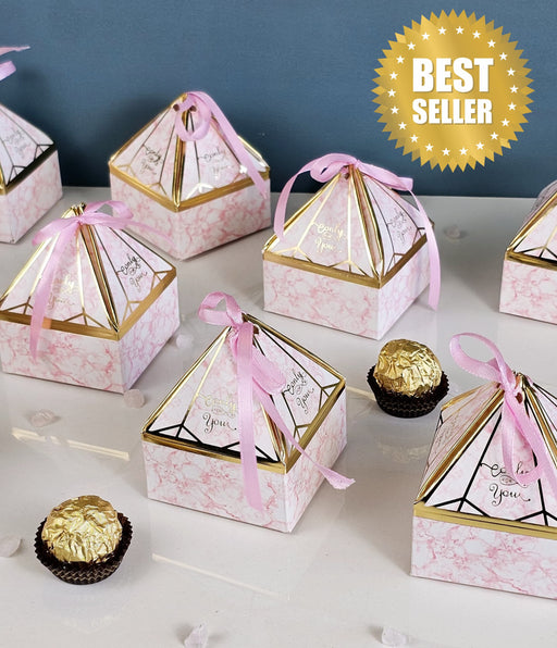 40 Pcs Decorative Folding Storage Box for Return Gift, Birthday, Gift Boxes with Ribbon, Perfect for Packing Chocolate, Dry Fruits.