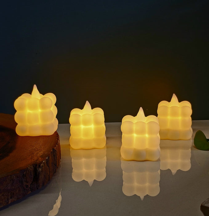 12 PCS LED Bubble Candles Plastic Candle, Tealight LED Candle Light for Home, Lobby, Drawing Room, Living Room, Bedroom Decoration,Home Decor,Diwali Decor