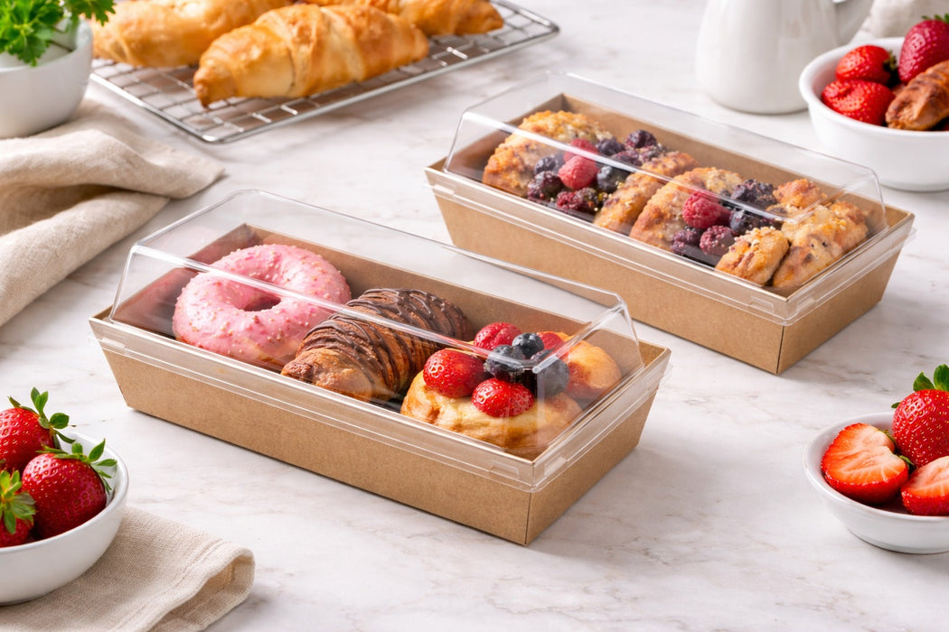 Transparent Plastic Lid  Packing Box With Laminated Cardboard Box | Cake, Cookies, Chocolate Tart, Sandwich & Bakery Packaging Box