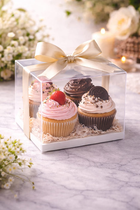 Transparent Cake Box with Handle | Foldable Clear Cake Packaging Box for Desserts, Hampers & Gifting