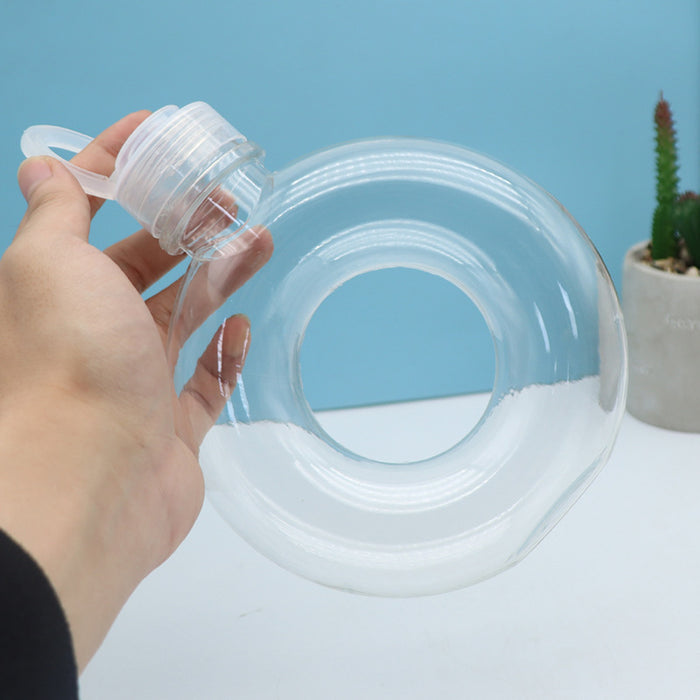 Celebrity Style Packing Bottles, Designer PET Jars with Cap celebrity style jar ( Donut & Translucent Donut Shape) | Trendy Plastic Bottles for Boba Tea, Juice, Mojito, Dry Fruits & Gifting
