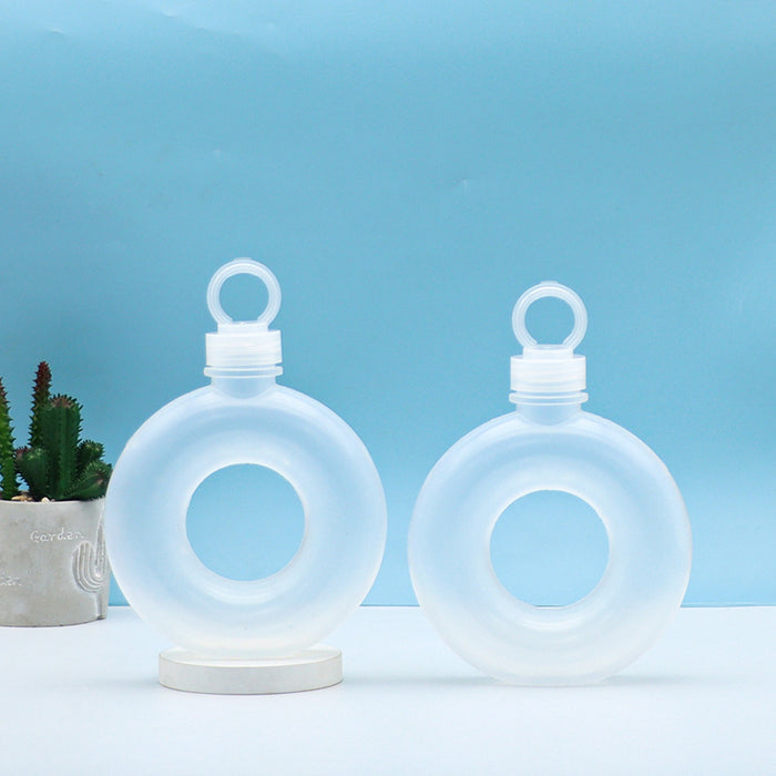 Celebrity Style Packing Bottles, Designer PET Jars with Cap celebrity style jar ( Donut & Translucent Donut Shape) | Trendy Plastic Bottles for Boba Tea, Juice, Mojito, Dry Fruits & Gifting