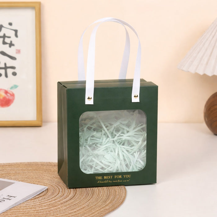 Luxury Transparent Window Gift Bag | Portable Paper Gift Bag for Birthday, Wedding, Return Gifts & Hampers | Premium Handle Bag (Medium)