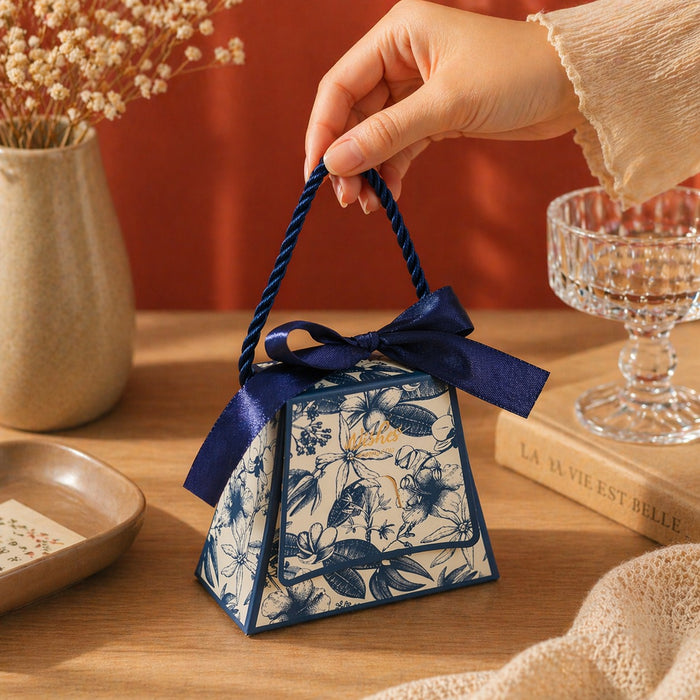 Luxury Floral Gift Box with Handle (13 x 6 x 11 cm) | Premium Chocolate & Dry Fruit Packaging Box | Return Gift Hamper Box | Available in 4 Colors