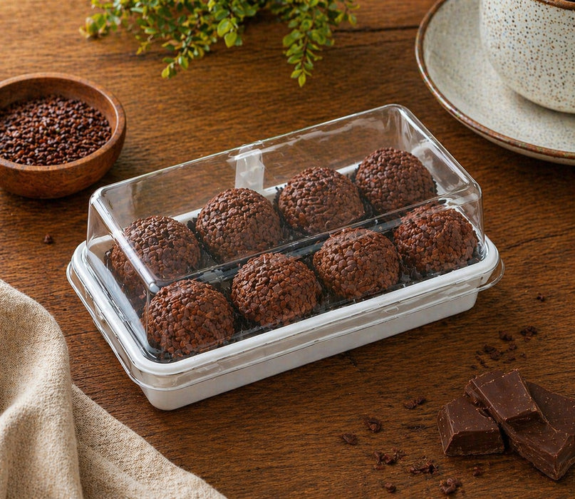 Rectangle Food Container with Transparent Lid (12.5 x 6.5 x 6.5 cm) | Dry Fruit, Chocolate & Snack Storage Box | Food Grade Reusable Container | Available in Multiple Colors