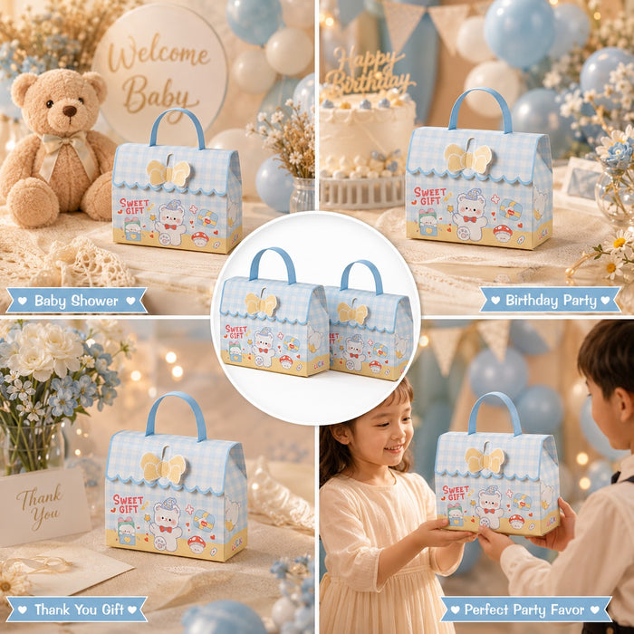 Cute Cartoon Mini Gift Box with Handle – Party Return Gift Packaging Box (Red, Blue & Pink)