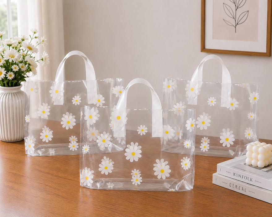 Premium Printed Frosted Plastic Gift Tote Bags | Reusable Carry Bags for Return Gifts, Hampers & Party Packaging (5 Designs Available)