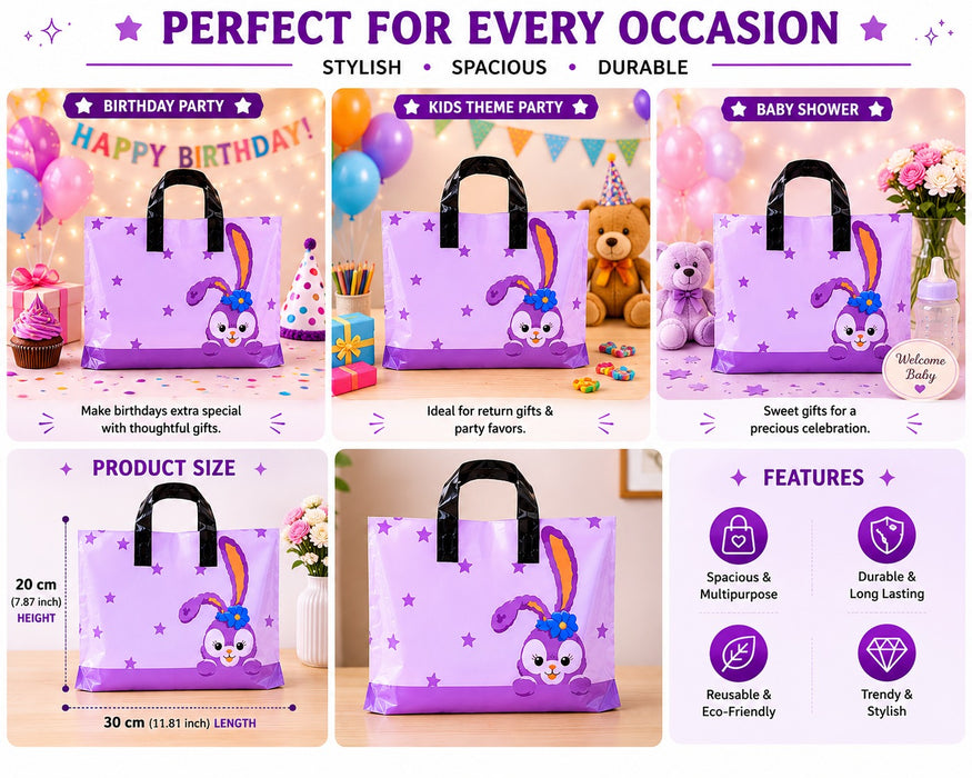 Premium Printed Frosted Plastic Gift Tote Bags | Reusable Carry Bags for Return Gifts, Hampers & Party Packaging (5 Designs Available)