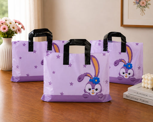 Premium Printed Frosted Plastic Gift Tote Bags | Reusable Carry Bags for Return Gifts, Hampers & Party Packaging (5 Designs Available)