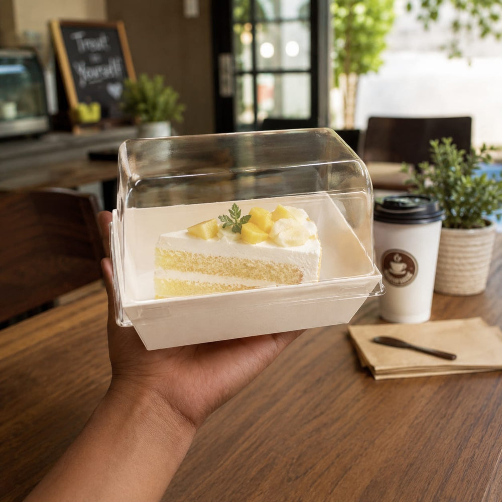 Disposable Cake & Pastry Container with Transparent Lid – 4×5×4 Inch