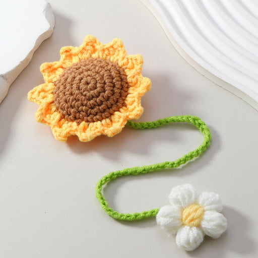 2 Pcs Artificial Sunflower Crochet Hanging Ornament for Home Decor | Handmade Sunflower Car Mirror Hanging Accessory | Crochet Flower Car Dashboard Decoration | Home, Window, Door