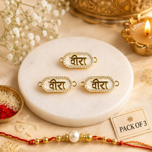 3 pcs Premium Diamond Veera Rakhi Charm for Rakhi Making
