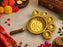 Metal 5 Diya Pooja Aarti Set with Handle | Traditional Decorative Diya Urli for Diwali, Pooja & Festive Décor | 12 Inch