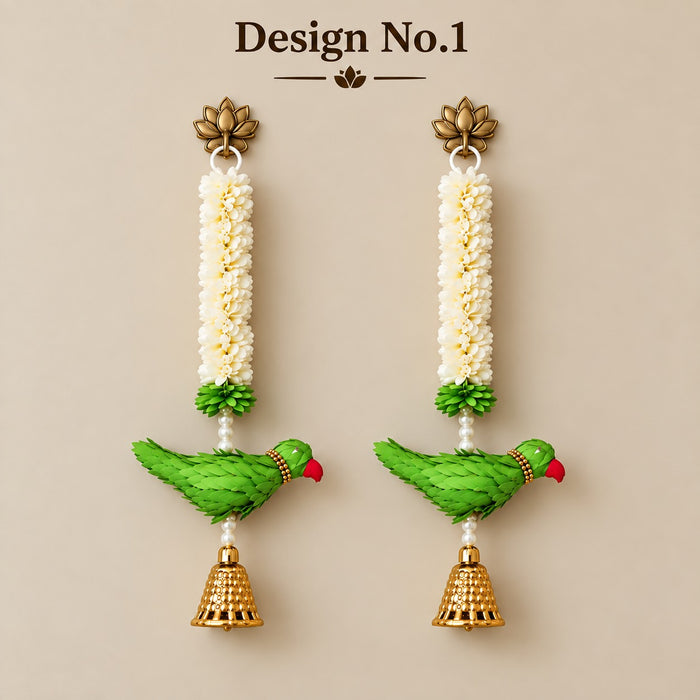 (Design No.1) Premium Peacock Door Hanging Toran with Lotus & Floral Garland – Traditional Indian Wall Decor for Diwali, Pooja & Festive Home Decoration