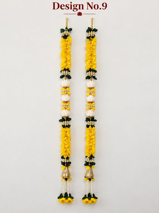 (Design No.9) Traditional Yellow & White Floral Toran Hanging for Home Decor | 37.5 Inch Decorative Door & Wall Hanging