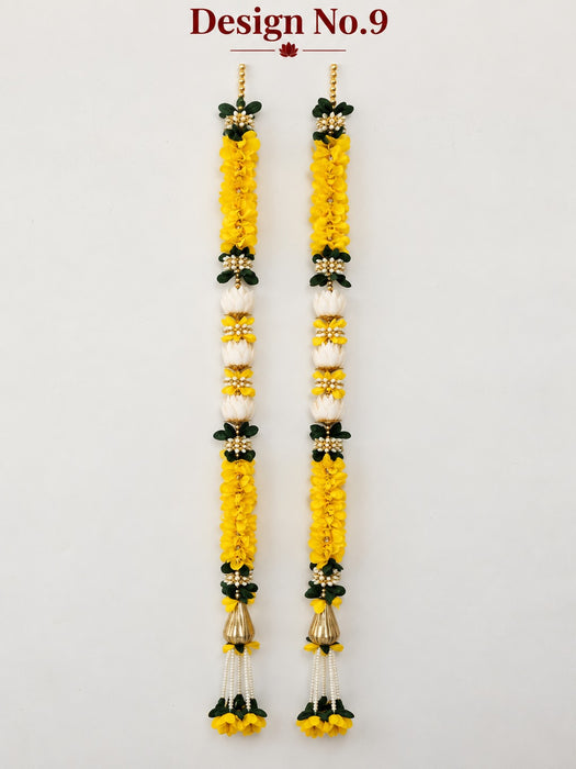 (Design No.9) Traditional Yellow & White Floral Toran Hanging for Home Decor | 37.5 Inch Decorative Door & Wall Hanging