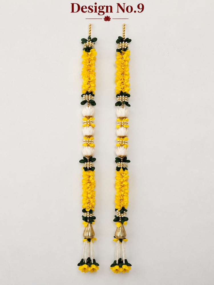 (Design No.9) Traditional Yellow & White Floral Toran Hanging for Home Decor | 37.5 Inch Decorative Door & Wall Hanging