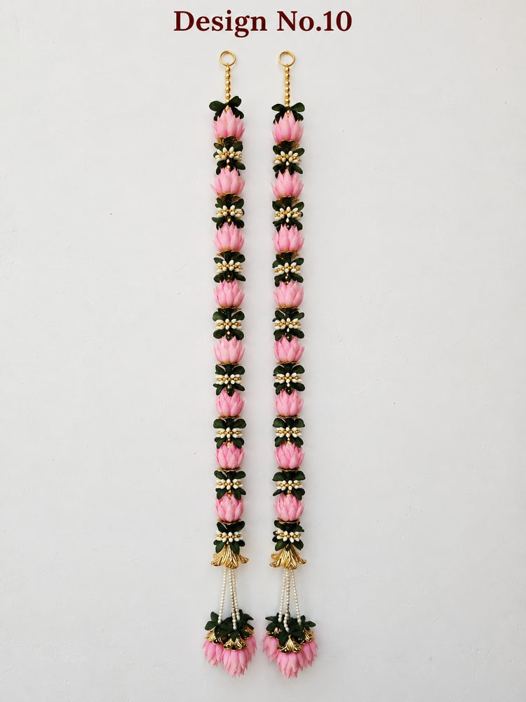 (Design No.10) Pink Lotus Floral Hanging Toran | 37.5 Inch Traditional Door & Wall Hanging for Home & Festive Decor