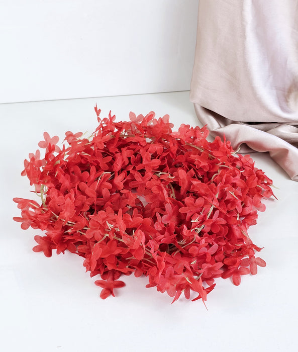 3 Lines (Small petals) Artificial Ixora Flower Garlands, Wall Hanging decorative String Lines items for Anniversary Decoration, Home Decor, Pooja, Diwali Functions Decor (Pack of 1)