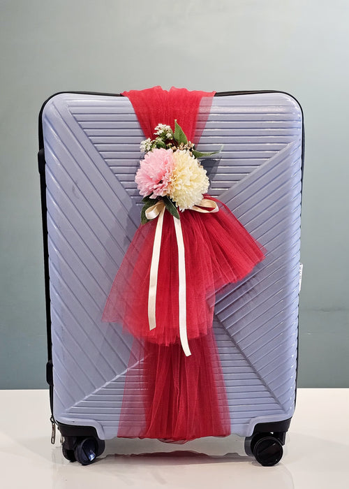 Ready-to-Use Adjustable Suitcase Net Band with Flower Bunch for Wedding Trousseau Packing, Trolly Bag Decoration, Crafting,Wrapping, Decoration, and DIY Projects