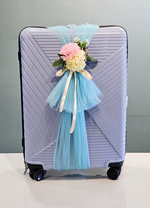 Ready-to-Use Adjustable Suitcase Net Band with Flower Bunch for Wedding Trousseau Packing, Trolly Bag Decoration, Crafting,Wrapping, Decoration, and DIY Projects