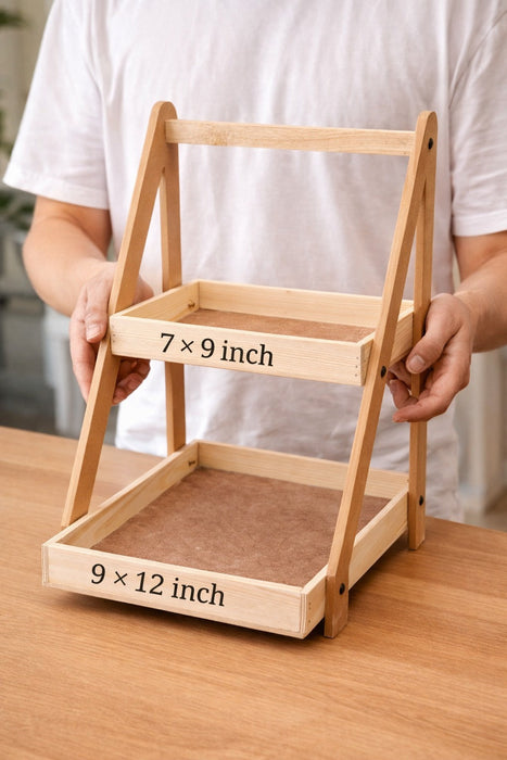 2 layer Step Style Multipurpose Decorative Pinewood  Rectangle Tray for Gift Hamper,Wedding Gifting Boxes and Decoration Purpose.