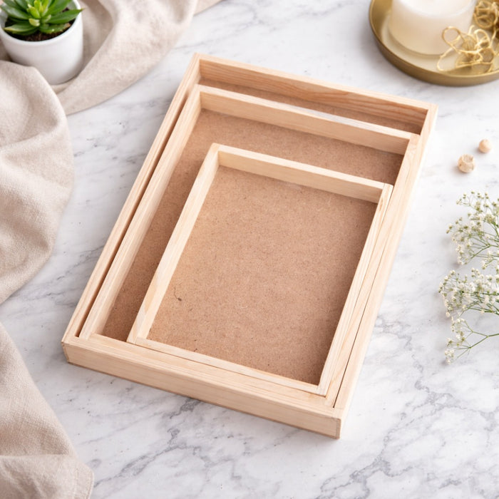 Small Multipurpose Decorative Pinewood  Rectangle Tray for Gift Hamper,Wedding Gifting Boxes and Decoration Purpose.