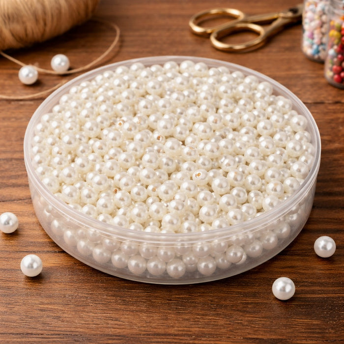 moti (Off-White) (4 mm) Pearl, Crafts Artificial Pearl Beads for Beading DIY Jewellery