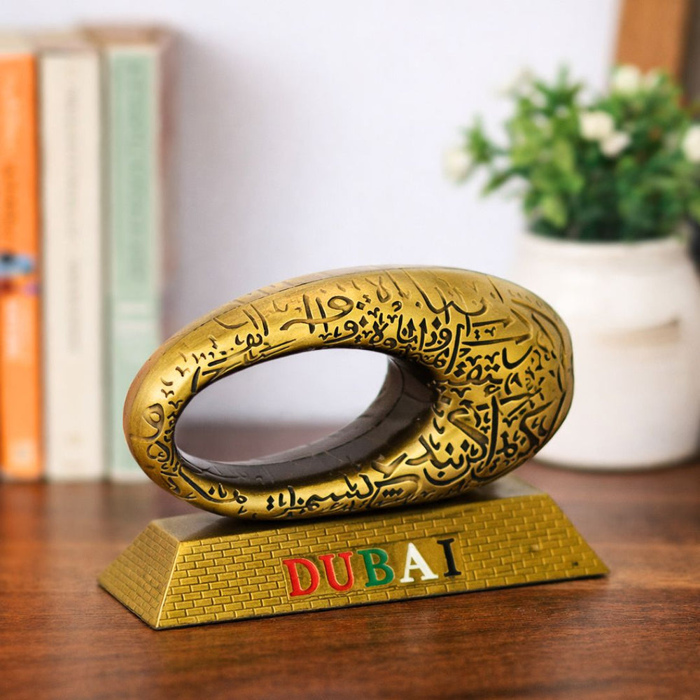 Dubai United Arab Emirates Museum of Future Metal Showpiece Antique Statue for Room, Office, Decorative Showpeice for Home, Desk Decor, Table Stand (Metal)