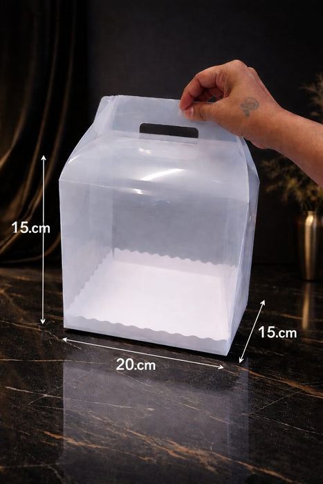 Transparent Cake Packaging Box Hamper Box with Handle | Premium Clear Birthday Mousse Cake Box for Pastries, Desserts & Gifting