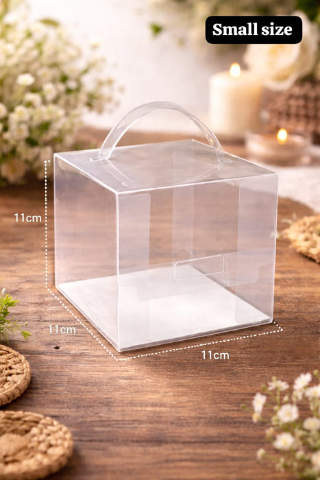 Transparent Cake Box with Handle | Foldable Clear Cake Packaging Box for Desserts, Hampers & Gifting