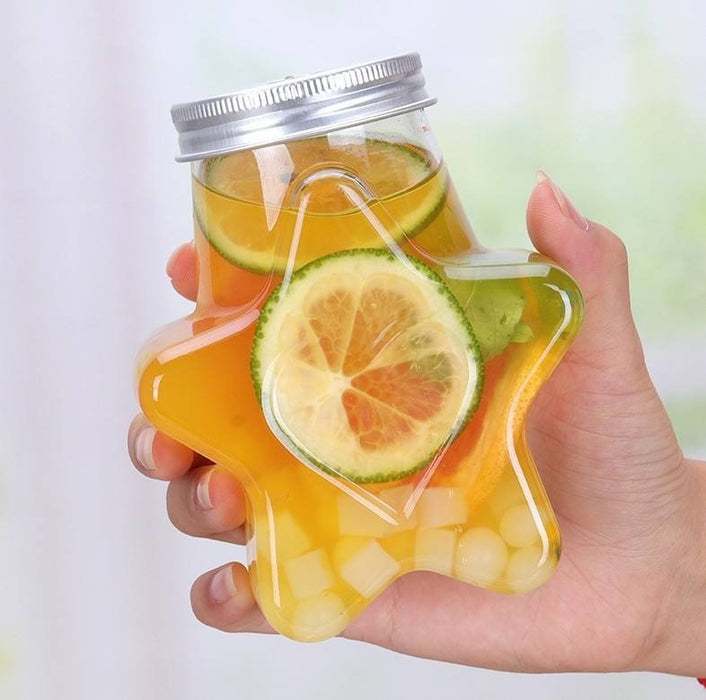Premium Star Shape And Square Shape Transparent Storage Jar with Lid | Cute Candy Jar, Dry Fruit Container, Gift Packing Jar for Kids & Hampers