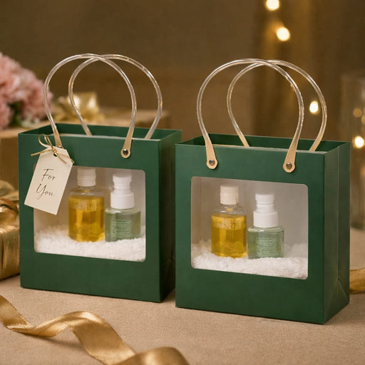 Luxury Window Gift Hamper Box with Handle | Premium Carry Box for Wedding Return Gifts, Skincare Hampers & Gifting
