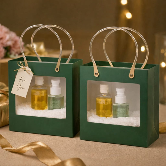 Luxury Window Gift Hamper Box with Handle | Premium Carry Box for Wedding Return Gifts, Skincare Hampers & Gifting