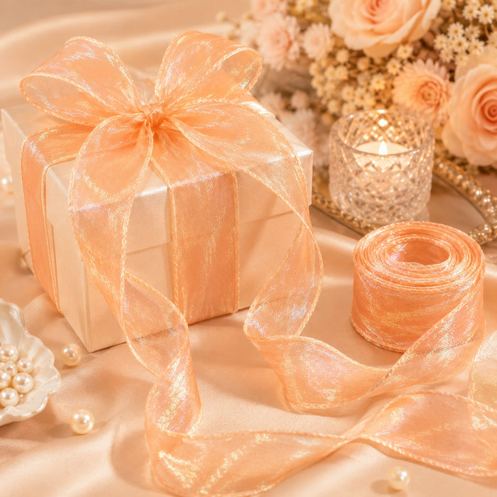 Shiny Organza Ribbon Roll for Decoration & Gift Packing – 1.5 Inch Wide Decorative Ribbon for Wedding, Hamper Packing, Craft & Gift Wrapping (Approx. 8 Meter Roll)
