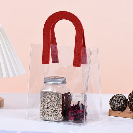 Medium Transparent PVC Gift Bag with Handle |7.5x9x4.5 inch Premium Carry Bag for Hampers, Gifting & Packaging | Available in White, Maroon, Orange & Blue