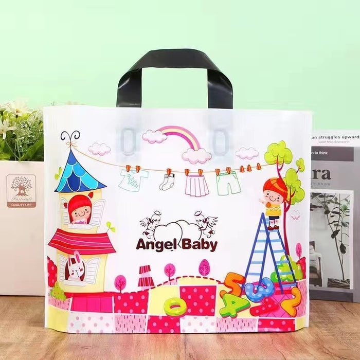 Premium Printed Frosted Plastic Gift Tote Bags | Reusable Carry Bags for Return Gifts, Hampers & Party Packaging (5 Designs Available)