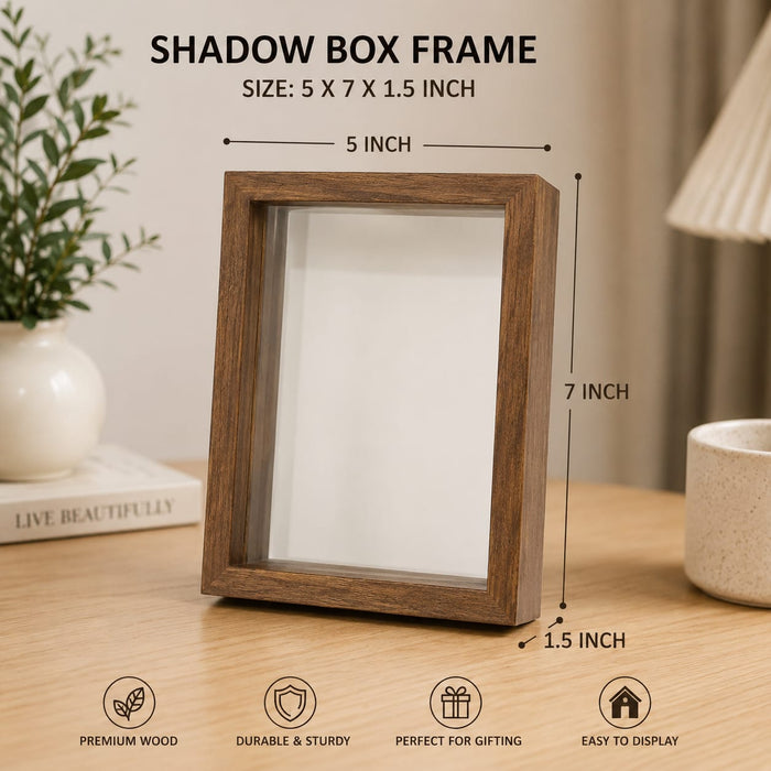 Wooden Frame for Home Decor, Deep Display Memory Frame with Transparent Front, Wall Mount & Table Top Display Case for Bedroom, Wedding, Return Gift, Birthday Gift