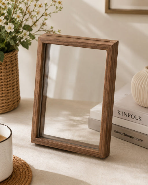 Wooden Frame for Home Decor, Deep Display Memory Frame with Transparent Front, Wall Mount & Table Top Display Case for Bedroom, Wedding, Return Gift, Birthday Gift